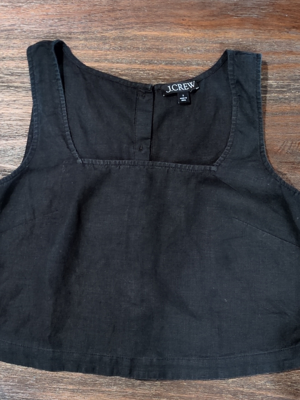 J. Crew Black Square-Neck Crop Tank Women's Small